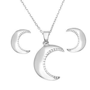 Rhodium Plated 925 Sterling Silver Crescent Set